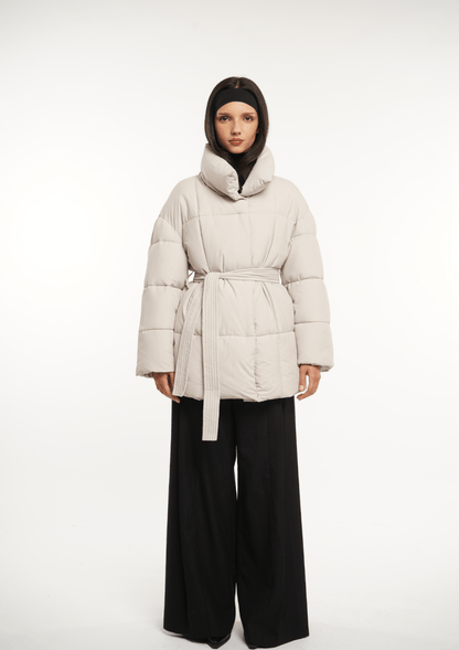 NOVA | MID LENGTH BELTED PUFFER JACKET 