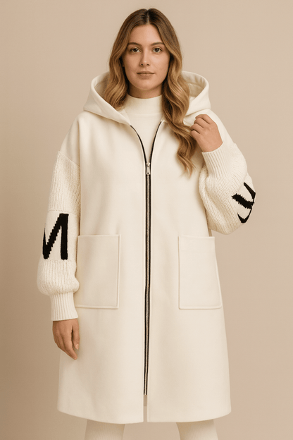 SELENE | KNITTED HOODED LONG COAT